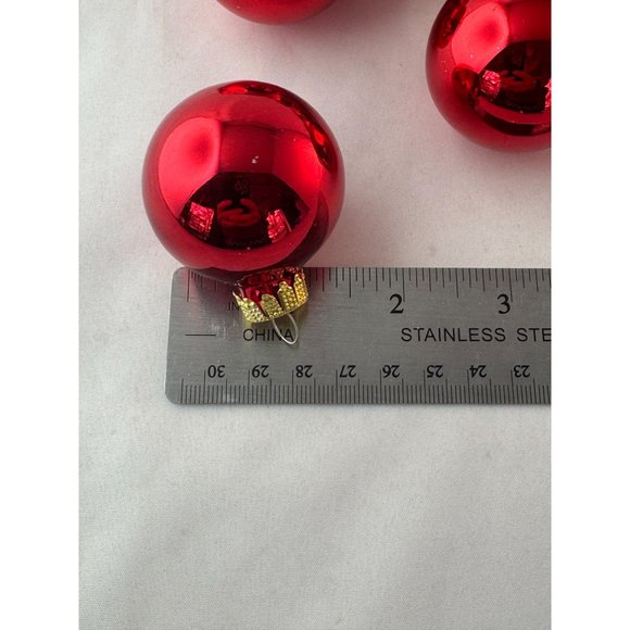 Christmas Glass Ball Ornaments Vintage Red Gold 1 1/2 Inch Set of 18 - Picture 5 of 6